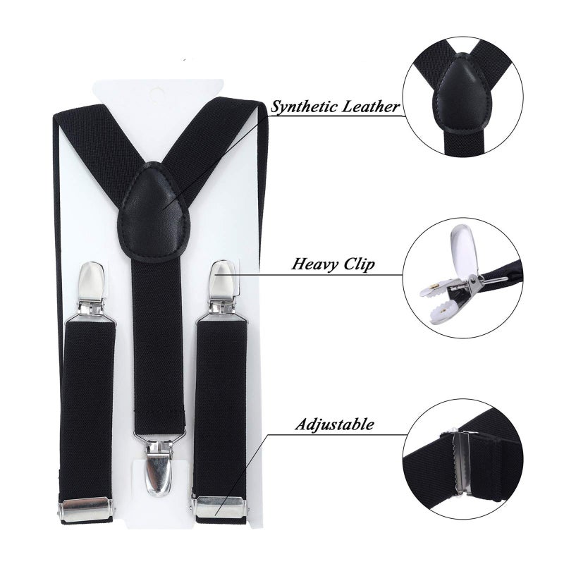 Kajeer Kids Suspender Bowtie Necktie Sets - Adjustable Elastic Classic Accessory Sets for 6 Months to 13 Year Old Boys & Girls (Black, 26 Inches (Fit 6 Months to 6Years)) - Image 3
